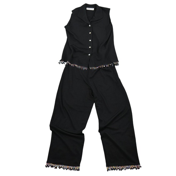 Ronni Nicole by Ouida Pants - Vintage Ronni Nicole by Ouida Top & Pant Set Womens L‎ Black Beaded Embellished